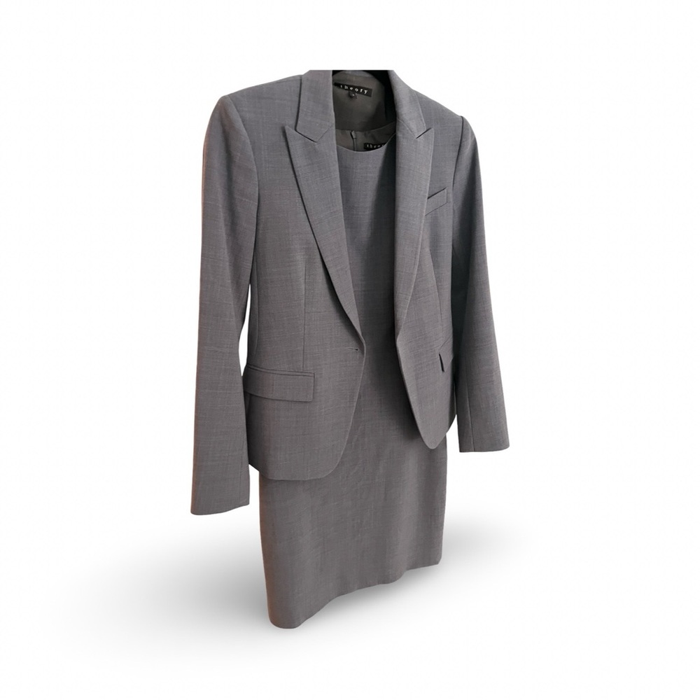 Stylish Gray Blazer and Dress Set by Theory